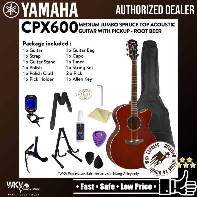 Yamaha CPX600 Medium Jumbo Spruce Top Acoustic Guitar With Pickup - Root Beer (CPX 600 / CPX-600) Malaysia