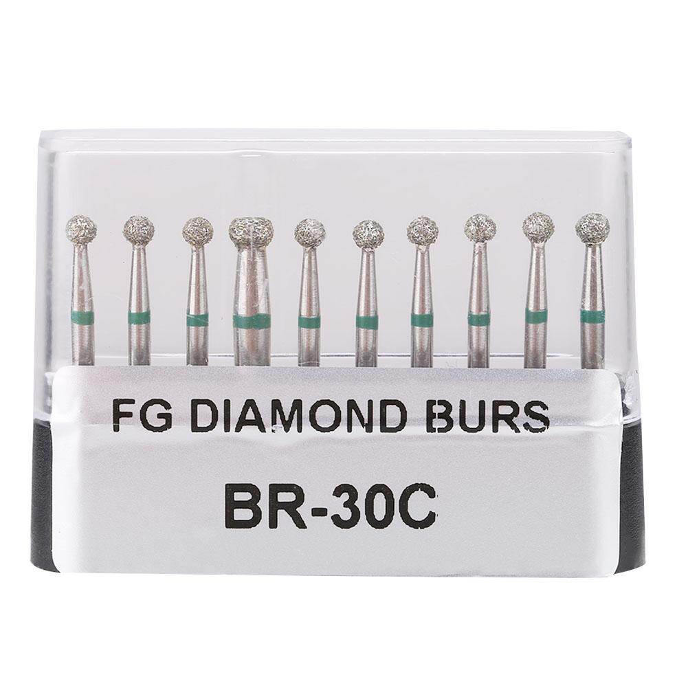 Qianmei 10pcs Dentistry Stainless Steel 1.6mm Round Handle Dental Diamond Burs Drills