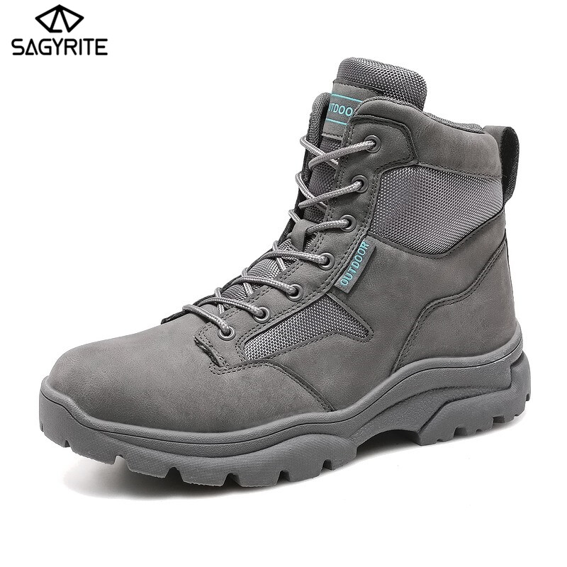SAGYRITE Men Waterproof Boots Military Leather Boots Special Forces Tactical Desert Combat Boots Outdoor Shoes Hiking Boots Waterproof Sneakers for Men