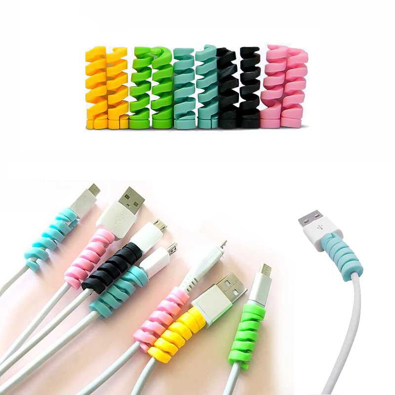 Spiral Cable protector Data Line Silicone Bobbin winder Protective For iphone Android USB Charging earphone Case Cover