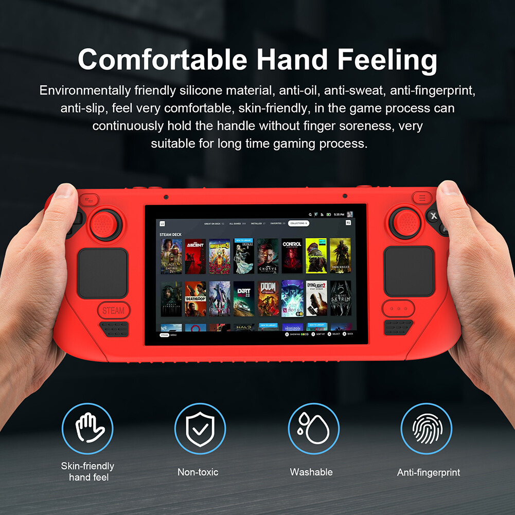 Protective Sleeve Silicone Shell Case Anti-Scratch Shockproof with Button Caps Game Accessories for Steam Deck Game Console