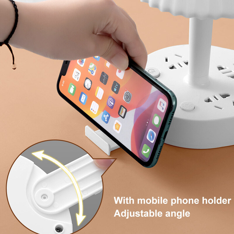 XMDS Ổ Cắm Chuyển Đổi Đa Năng Đèn Bàn Led Dây Nguồn USB Đèn Đọc Sách Ban Đêm Đèn Phòng Phòng Ngủ Đèn Cạnh Giường Giá Đỡ Điện Thoại Di Động Có Thể Điều Chỉnh Độ Sáng Với Nguồn Sáng