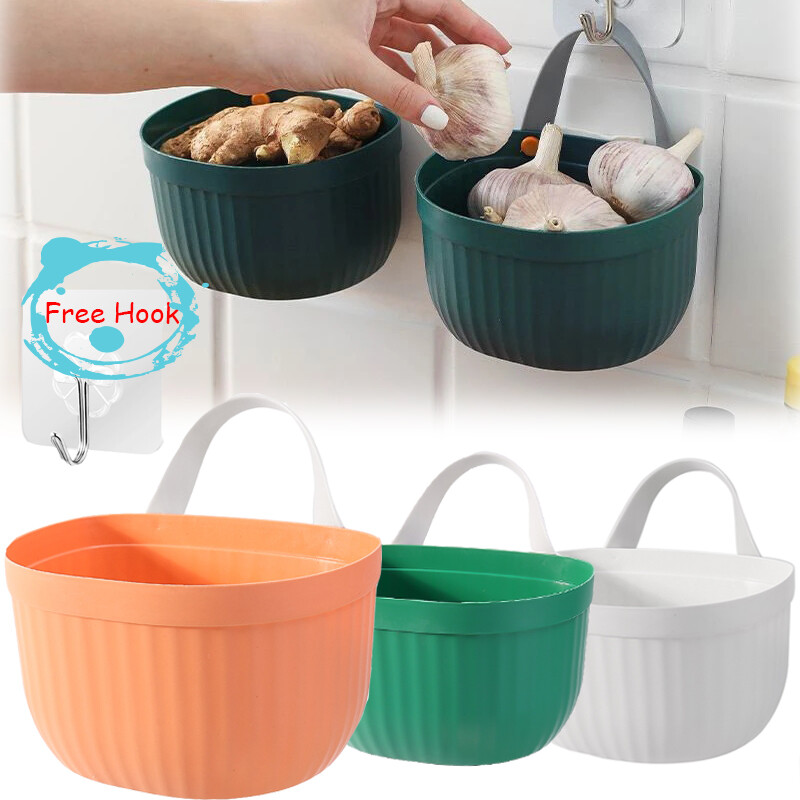 Kitchen Onion Ginger Garlic Storage Basket Wall-mounted Storage Box Small Hanging Basket Rack