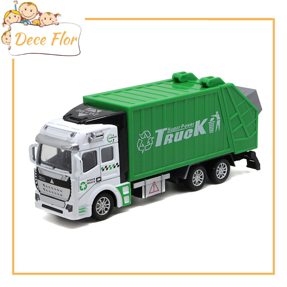 Dece Flor Mini 1/48 Garbage Truck Model with Trash Can Kids Children Toys Birthday Gift