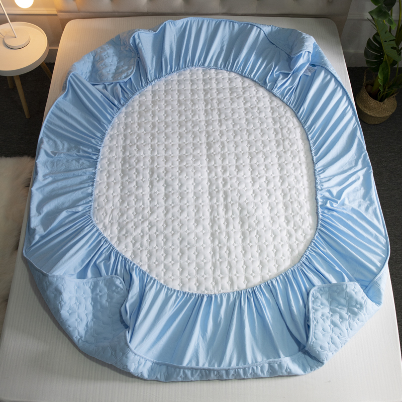(Special Size)Solid Color Quilted Breathable Fiteed Bed Sheet Mattress Protector Cover Four Seasons Bedspread