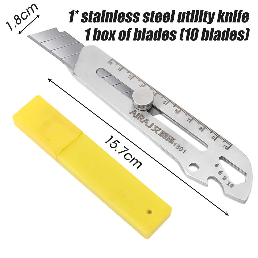 Polocat 6 in 1 Retractable Utility Knife Multi-Function Opener Box Cutter Portable Office Home Courier Unboxing Stainless Steel Knifes