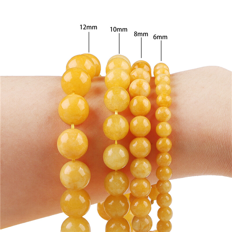6 8 10 12MM Smooth Yellow Natural Chalcedony Stone Balls For Jewelry Making Diy Bracelet Necklace Ear Studs