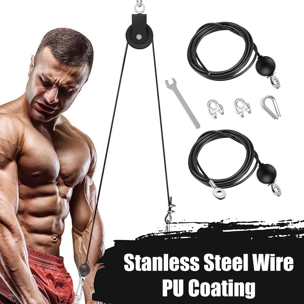 【Ready stock】Virwir Original Heavy Duty Fitness Pulley Cable Rope Optional Handles for Biceps Triceps Strength Trainning Home Gym Weightlifting Machine Attachment