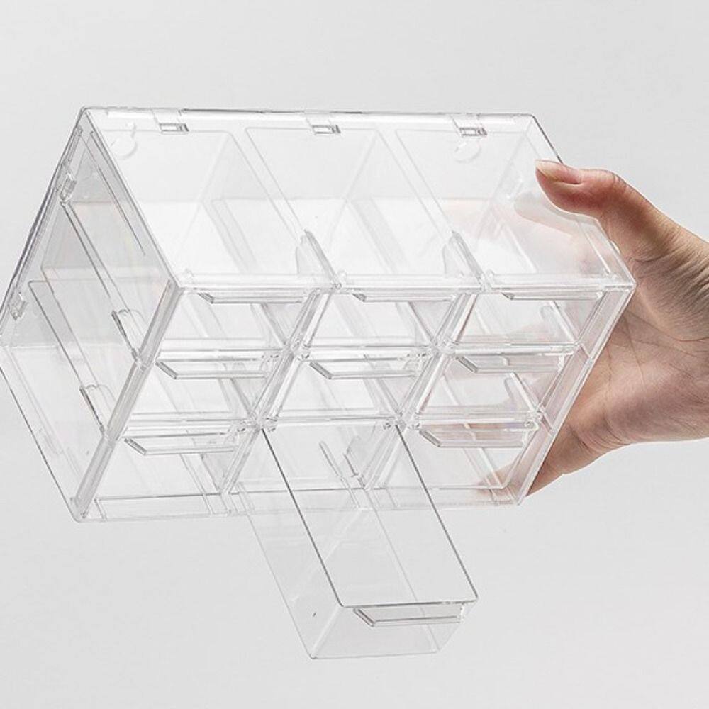 BUBLER Waterproof Stackable Storage Cabinet Cosmetics Earphone Makeup Container Sundries Desktop Storage Drawer Drawer Storage Box Stationery Organizer Transparent Storage Box