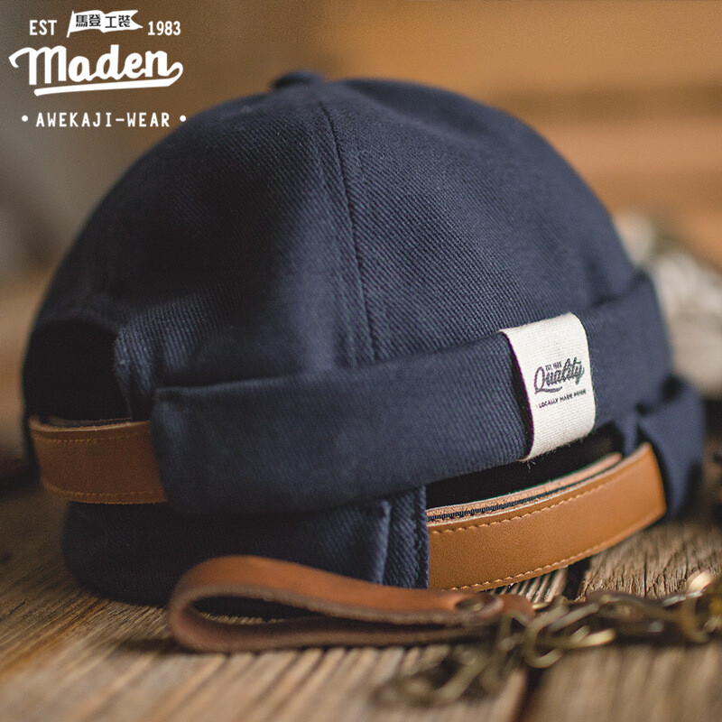 Maden brand men and women tooling cap French retro classic World War II sailor cap wash water solid color melon cap capless cap art literary petty youth cap
