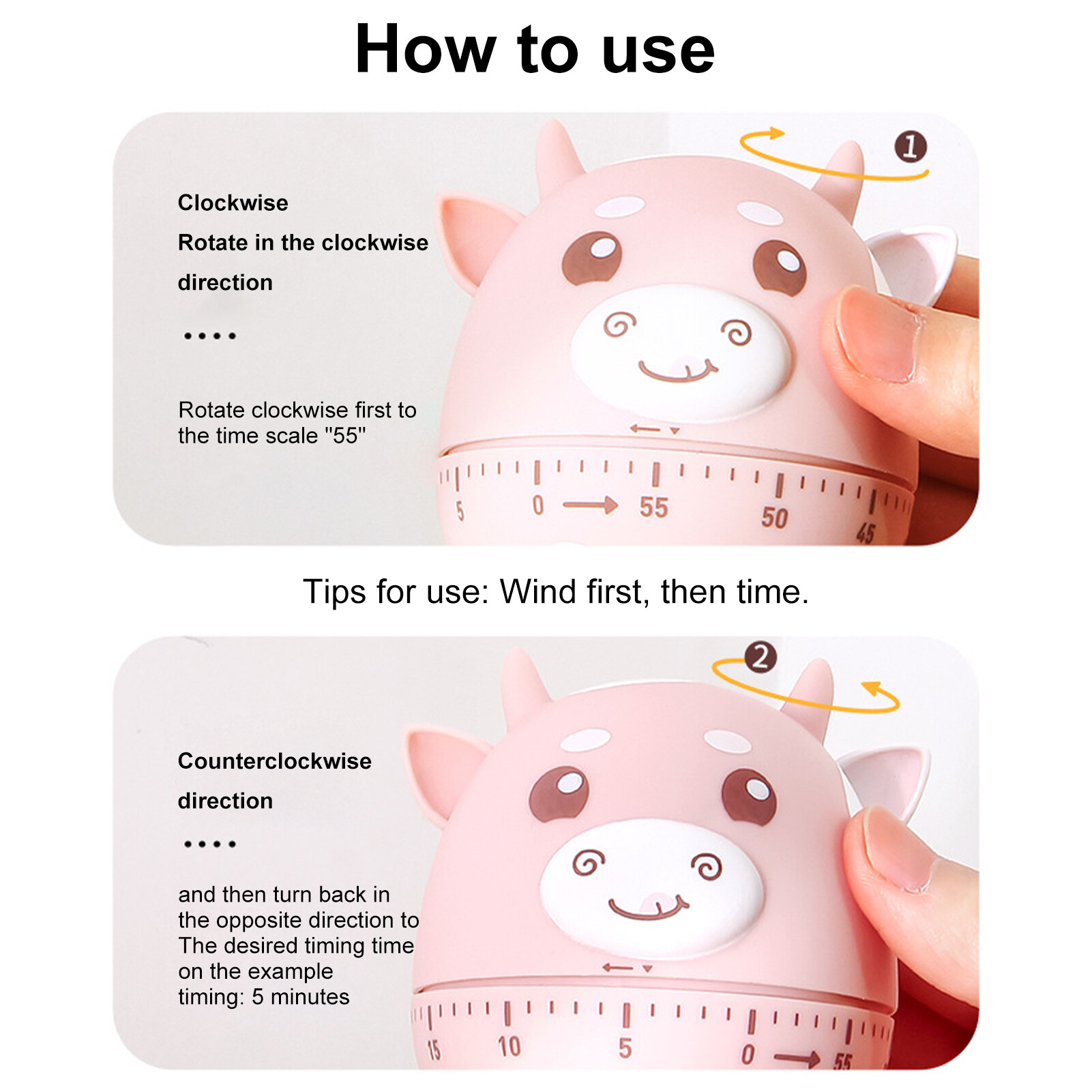 Miao Tools Cooking Alarm Soft Touch Improve Efficiency Plastic Reminder Dial Clock Timer Kitchen Supplies Reliable Clock Alarm