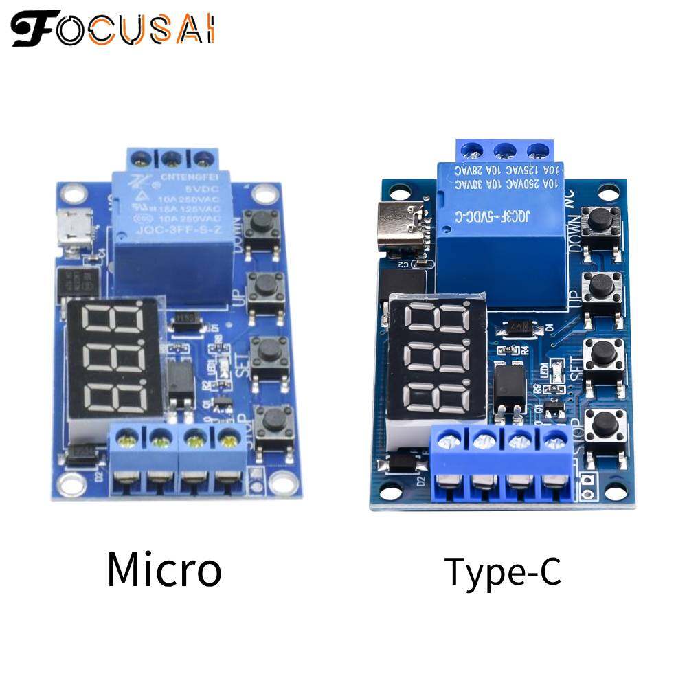 FocusAi Bảng mạch điều chỉnh thời gian led kỹ thuật số kích hoạt chu kỳ hẹn giờ chuyển mạch DC 6-30V-INTL Giao diện MicroType-C
