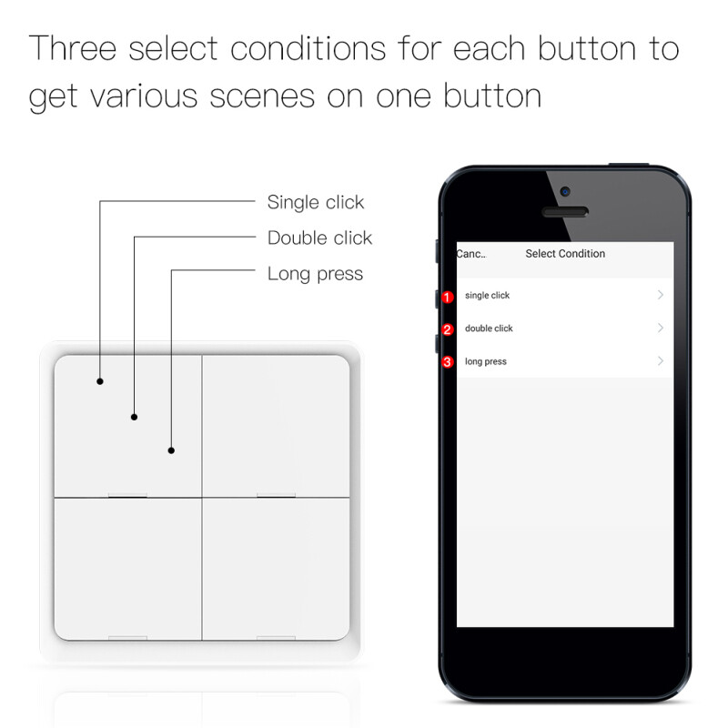 E Life Smart Store Tuya ZigBee Smart Scene Switch 4 Gang 12 Scene Smart Home Scene Switch Button Support Smart Life App Works With Zigbee Gateway Smart Automation Works For Alexa Google Home