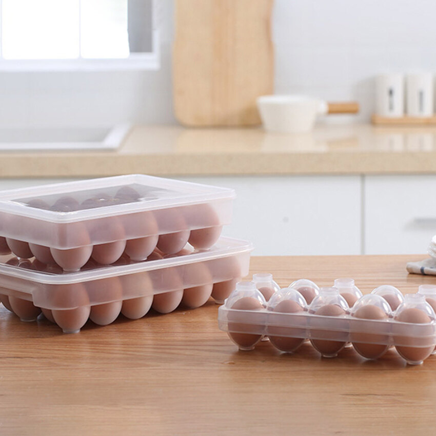 [Chất Lượng Cao 100%] Hộp Đựng Trứng Tủ Lạnh, Khay Tủ Đông Hộp Lưu Trữ Container Trường Hợp Khay Nhựa-10/20/30 Ô