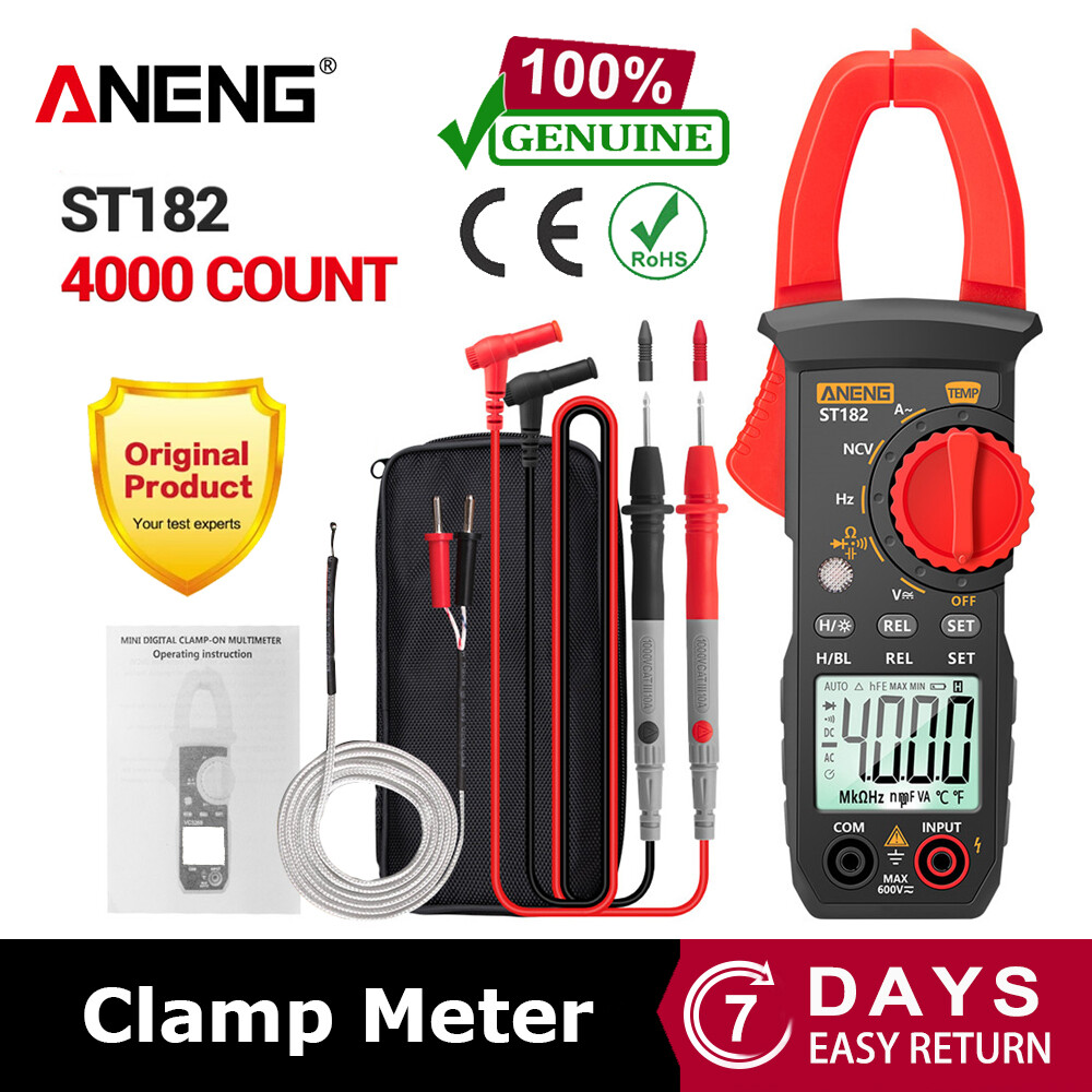Meterk ANENG ST182 pro 4000 Counts Digital AC Current Clamp Meter 400A Range Multimeter Backlight Voltage Meter Gauge NCV Test Ammeter Temperature/Capacitance/Diode/AC Current /AC/DC Voltage