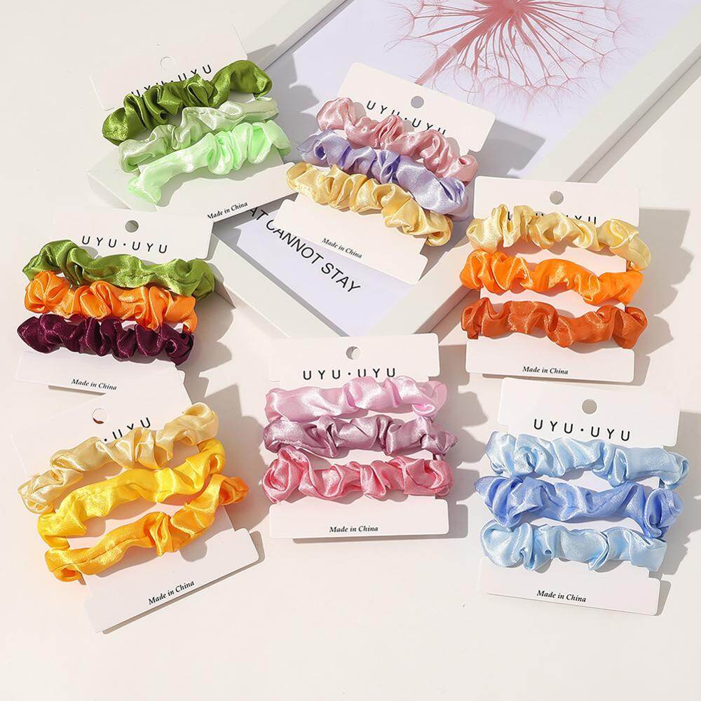 【♡Lovely girls house♡】Pure Color Satin Elastic Hair Band Hair Ties Hair Accessories for Women Satin Scrunchies Stretch Ponytail Holders Handmade Gift Heandband Wholesale Super Low Price