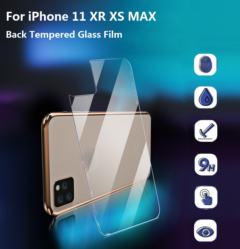[SONGFUL] 2 Pcs Back Rear Tempered Glass Protector Premium Clear Cover compatible with iPhone 11 Pro Max/XS Max/XR