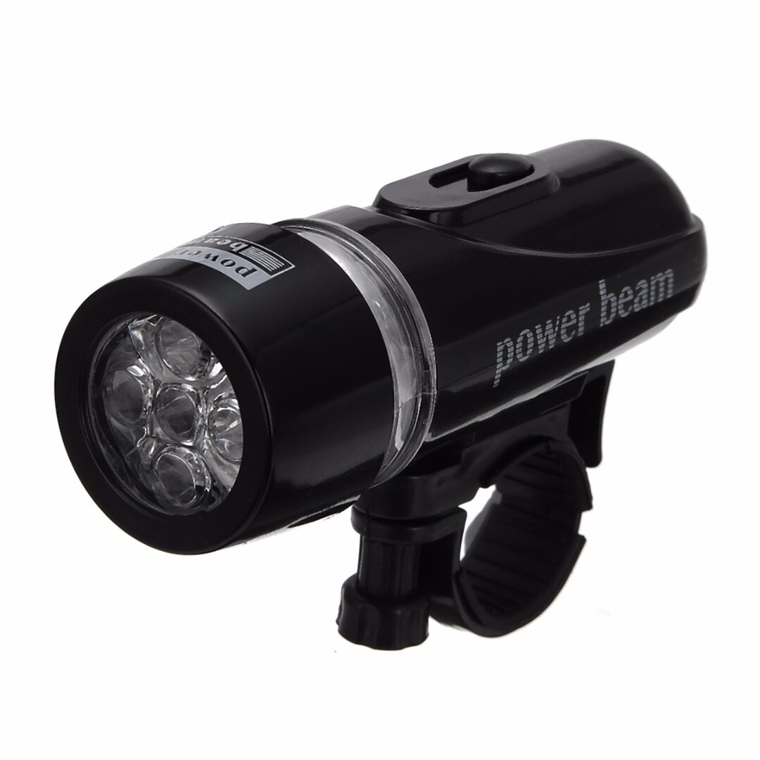 BOKALI 5 LED Flashlight Headlight + Taillight Bike Bicycle Warning Safety Lamp Set  battery (NOT included)