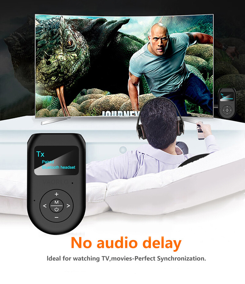 VAORLO Màn Hình LCD Bluetooth 5.0 Bộ Thu Phát Âm Thanh Với Micrô Rảnh Tay Gọi 3.5Mm AUX RCA Jack Bộ Chuyển Đổi Không Dây Độ Trễ Thấp Âm Thanh Nổi Dongle Cho T V PC Bộ Xe Hơi