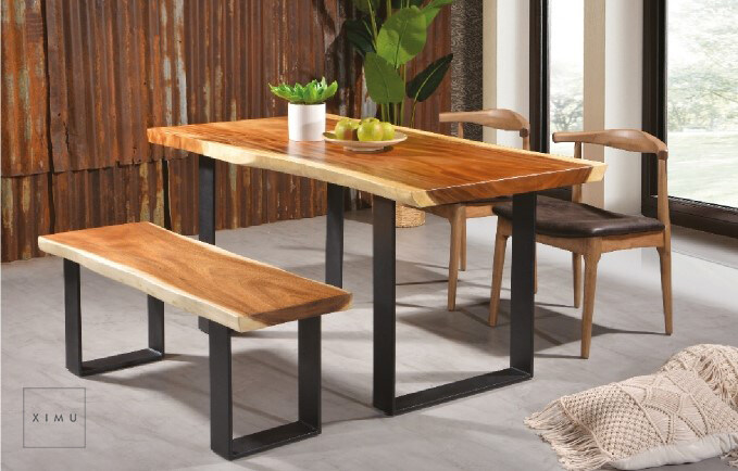 Live Edge Suar wood slab/ Raintree wood/ Solid wood Dining table ...