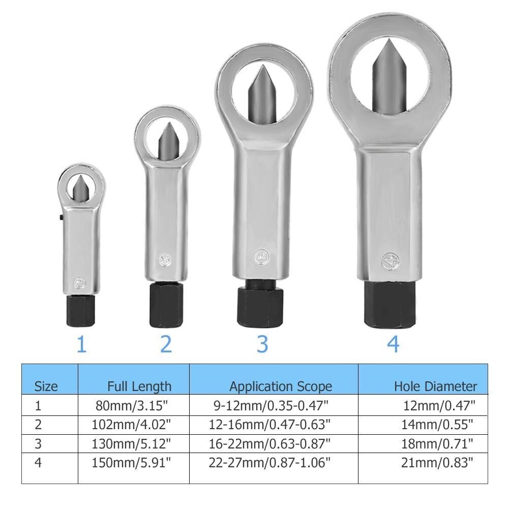 9 12mm Nut Extractor Splitter Cracker Remover Tool Set Rust Nut Removal Puller Damaged Screw Repair Hand Tools Professional  04