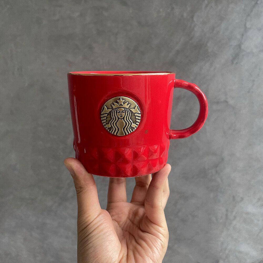 Starbuck Bronze Cup 2021 New Classic Black and Red Couple Gift Box Pair Cup Wedding Hand Gift Copper Medal Cup