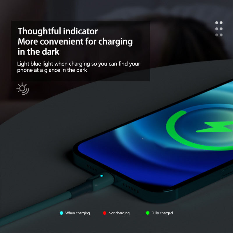 【YIDEA HONGKONG】 5A Fast Charger Liquid Silicone Cable with LED Light Micro Usb / Type-C Charger Cable IPhone Cable