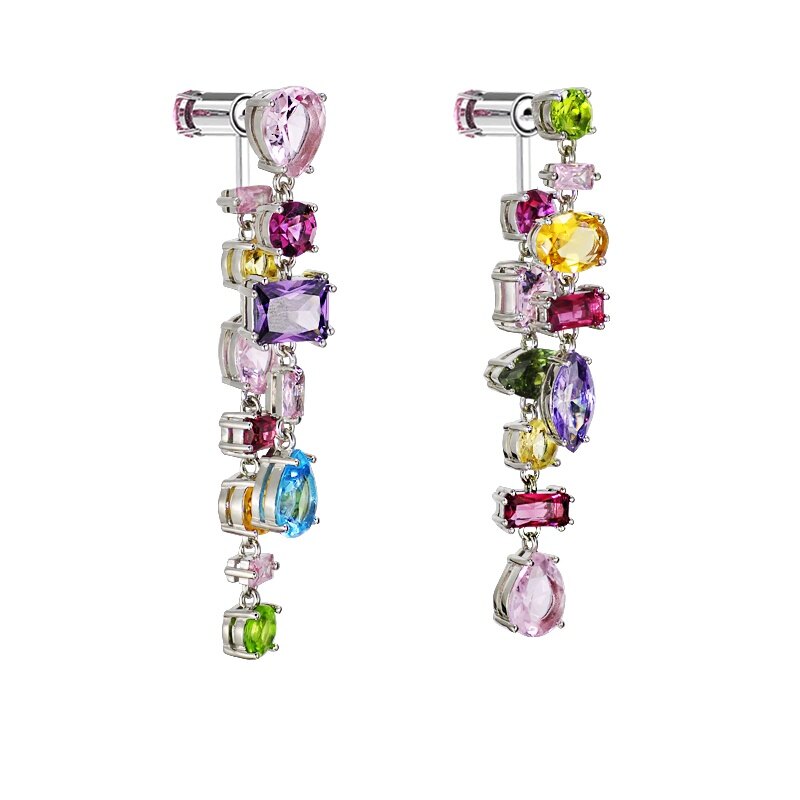 SWAROVSKI Women Geometric Splicing Colorful Candy Crystal Earrings Have A Sense of Minority Design