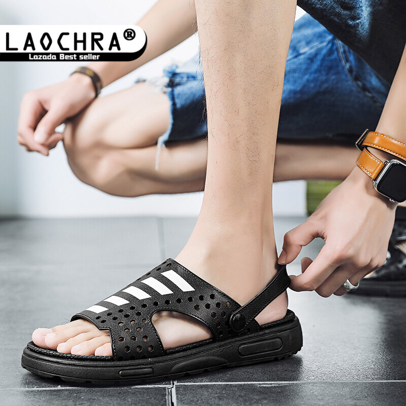 LAOCHRA Summer Sandals Men Korean Style Fashion Beach Slippers Big Size 39-45 Non Slip Casual Shoes Men Slides Slippers For Men Shoes