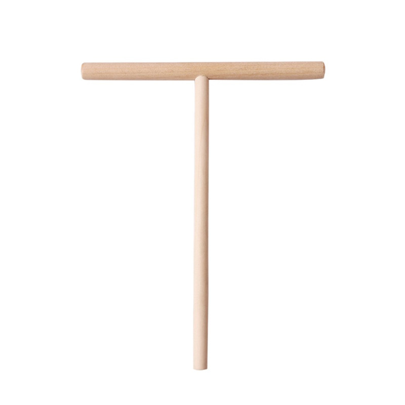 2pcs Wooden T-Shaped Kitchen Fry Pastry Crepe Maker Lightweight Pancake Tool Batter Spatula Scraper