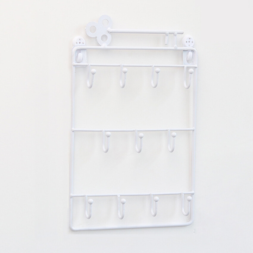 Modern Style Iron Wall Mounted 11 Hangers Hooks Key Holder Coat Hat Storage Rack Practical Cloth / Keys Hooks