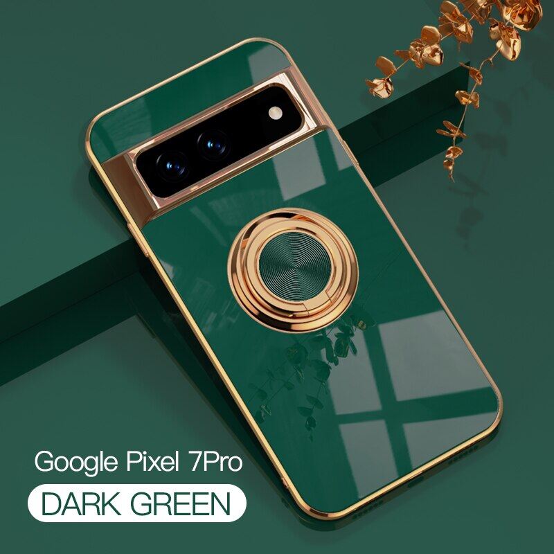 Luxury 6D Electroplate Plated Ring Case for Google Pixel Fold/Google Pixel 9 8 7 /Google Pixel 7A 6A 5A/Google Pixel 7Pro 8Pro 9Pro XL Car Phone Holder Cover