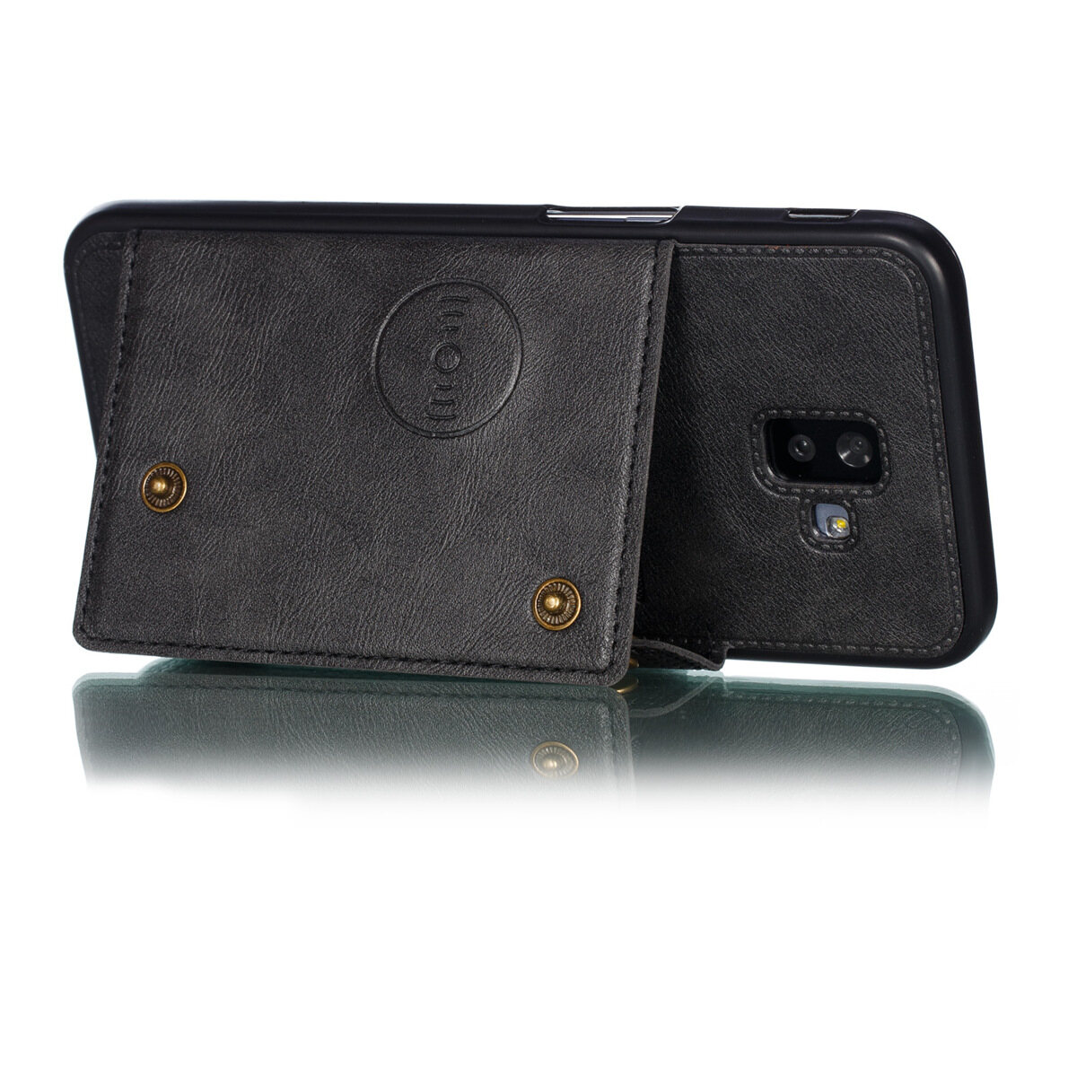 Cho Samsung J6 + & j6plus da trường hợp nhiều Folio lật Bìa Wallet trở lại trường hợp vỏ, có thể làm việc với gắn trên xe hơi, ẩn thẻ tín dụng ID khe giữ, retro nút kim loại clasp, đứng hỗ trợ