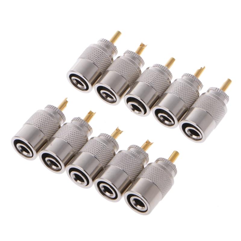 10 cái pl-259 uhf đầu nối rf hàn đực, cho cáp đồng trục rg8x