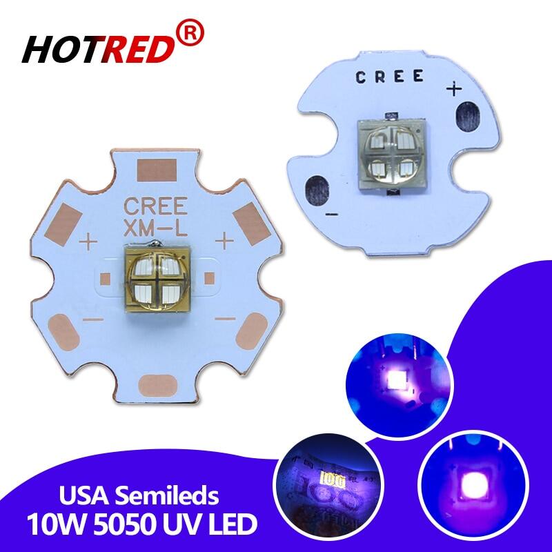 Hot K] 12V 10W XML 5050 Semileds High Power UV Purple LED Chip 365nm 405nm CREE  Lamp Diode LED phosphor lighting For Printer Curing