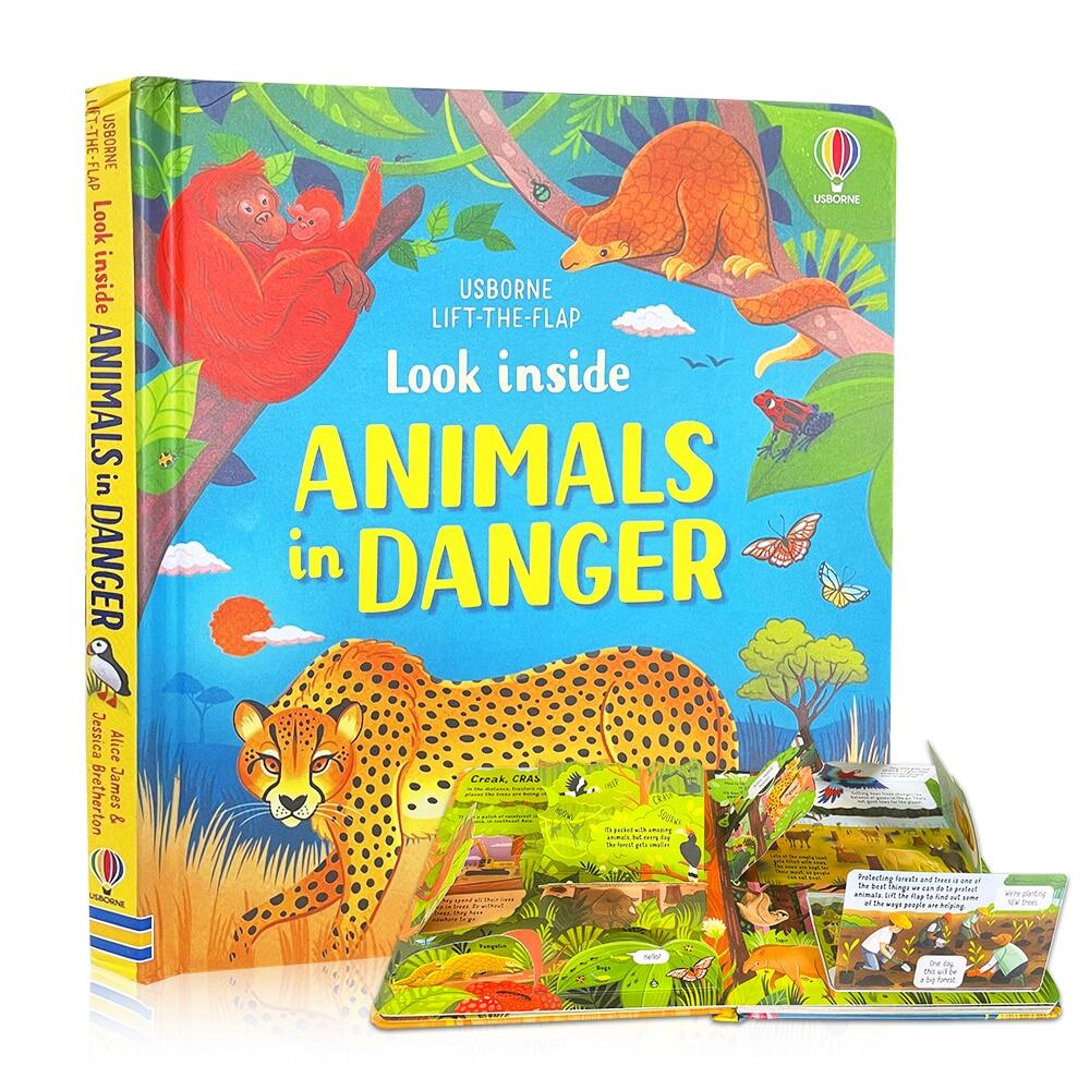 Usborne Book Look Inside Animals In Danger Board Book Activity Books  Children Book for For Kids Baby Toddlers Bedtime Story Book Reading Book  Educational Learning Materials Picture Book for 3-12 Years Old |