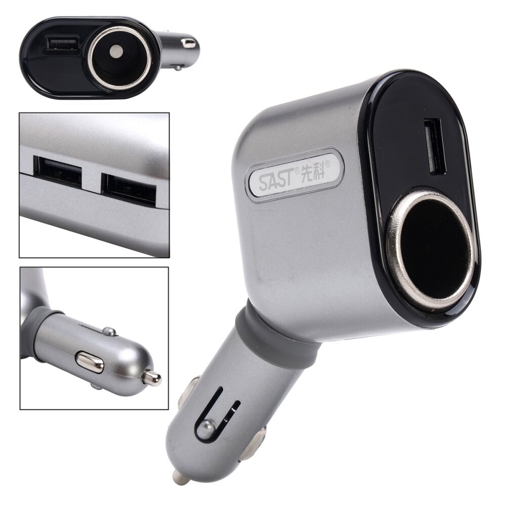 New Grey Car Lighters Socket Power Adapter With 3 USB Port Charger DC