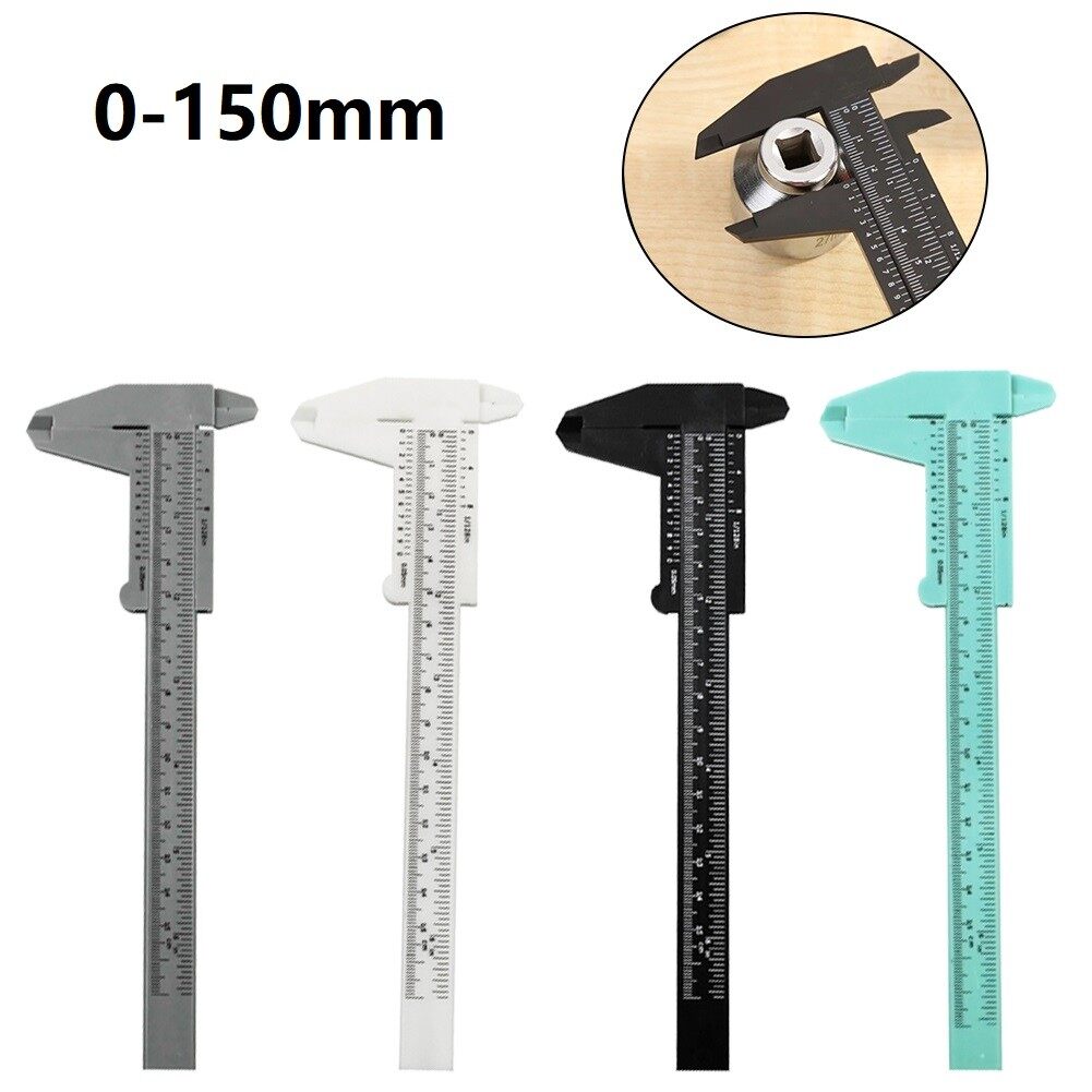 0-150mm Vernier Caliper DIY Double Rule Scale Plastic Vernier Caliper Mini Measuring Ruler Tool