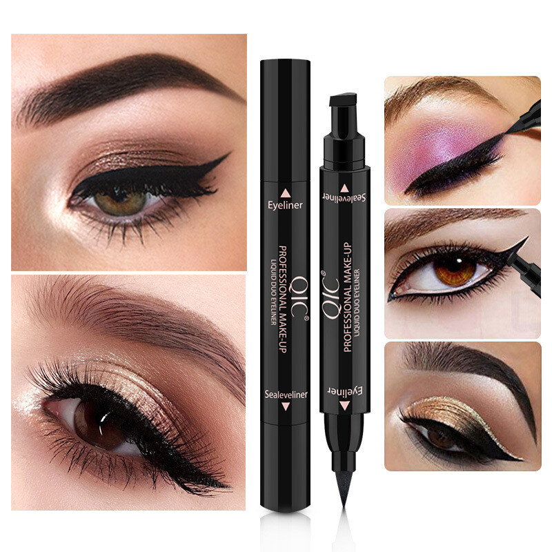 BEAUTYBIGBANG 1PC Double-Headed Seal Black Eyeliner Triangle Seal Eyeliner Stamp Waterproof Black Liquid Eyeliner Eye Makeup