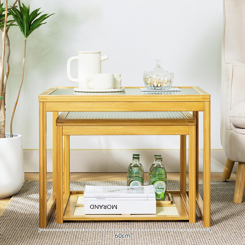 A few small coffee tables, a sofa, a side cabinet, a round table, a few mini corners, a bedside table, a shelf, a balcony moving.