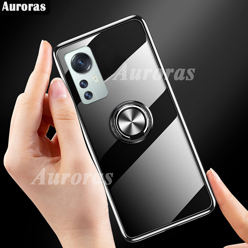 Auroras Ốp Điện Thoại Ốp Toàn Bộ Mi 12T Pro 12 Lite Pro Ốp Đứng Nhẫn Nam Châm Chống Sốc Cho Xe Hơi Ốp Xiaomi 12 Pro Ốp Trong Suốt Vòng Giữ 360 °