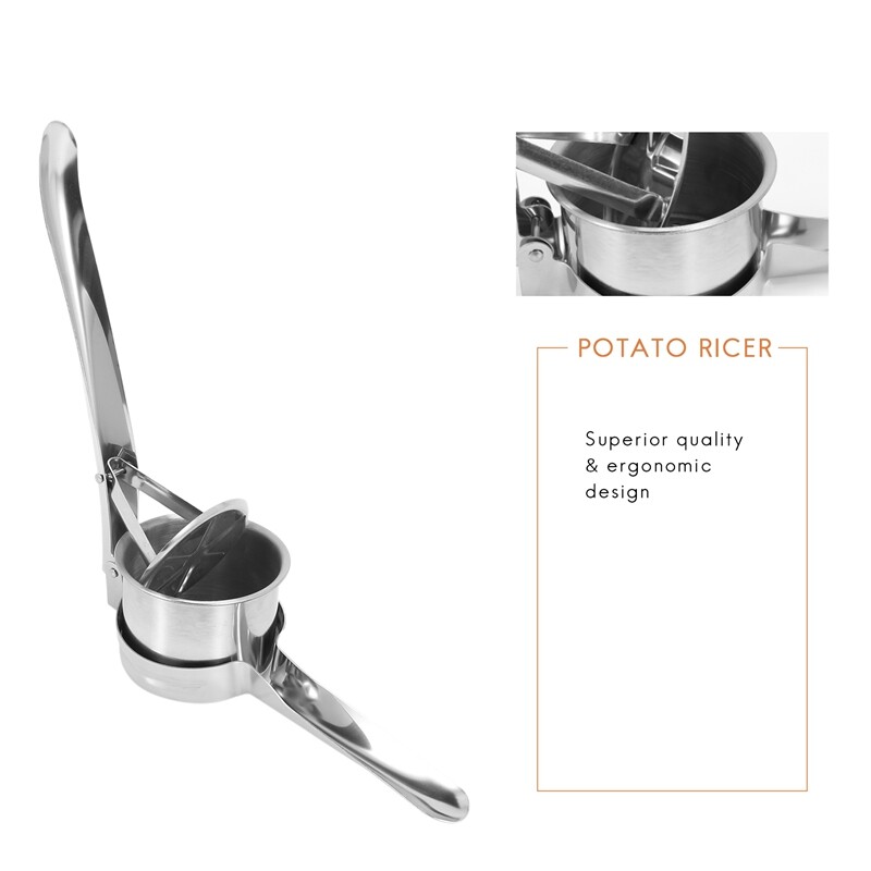 Stainless Steel Potato Ricer Masher with 3 Interchangeable Discs for