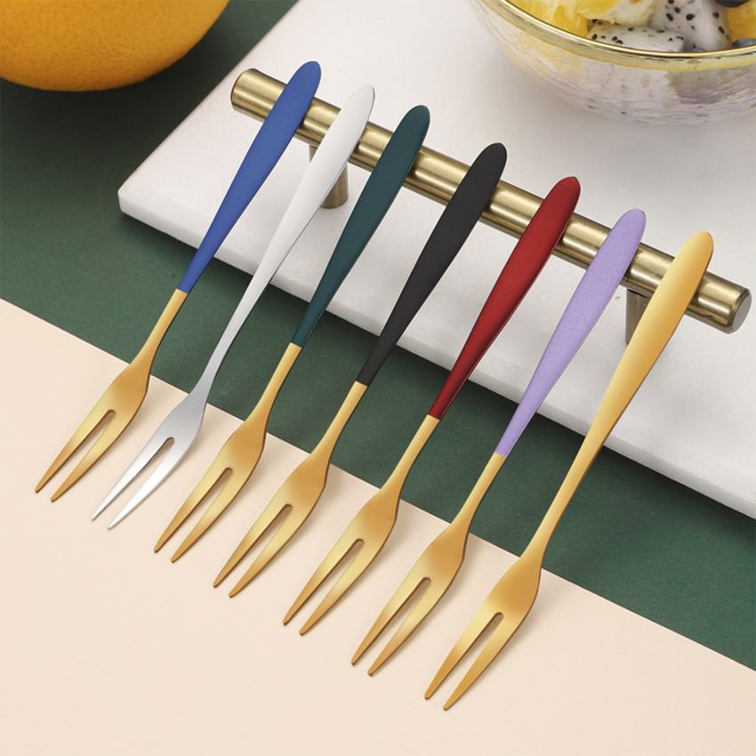 7 cái 304 nĩa trái cây bằng thép không gỉ món tráng miệng nĩa bánh nĩa ăn xà lách cho Đảng Bộ đồ ăn nhà bếp