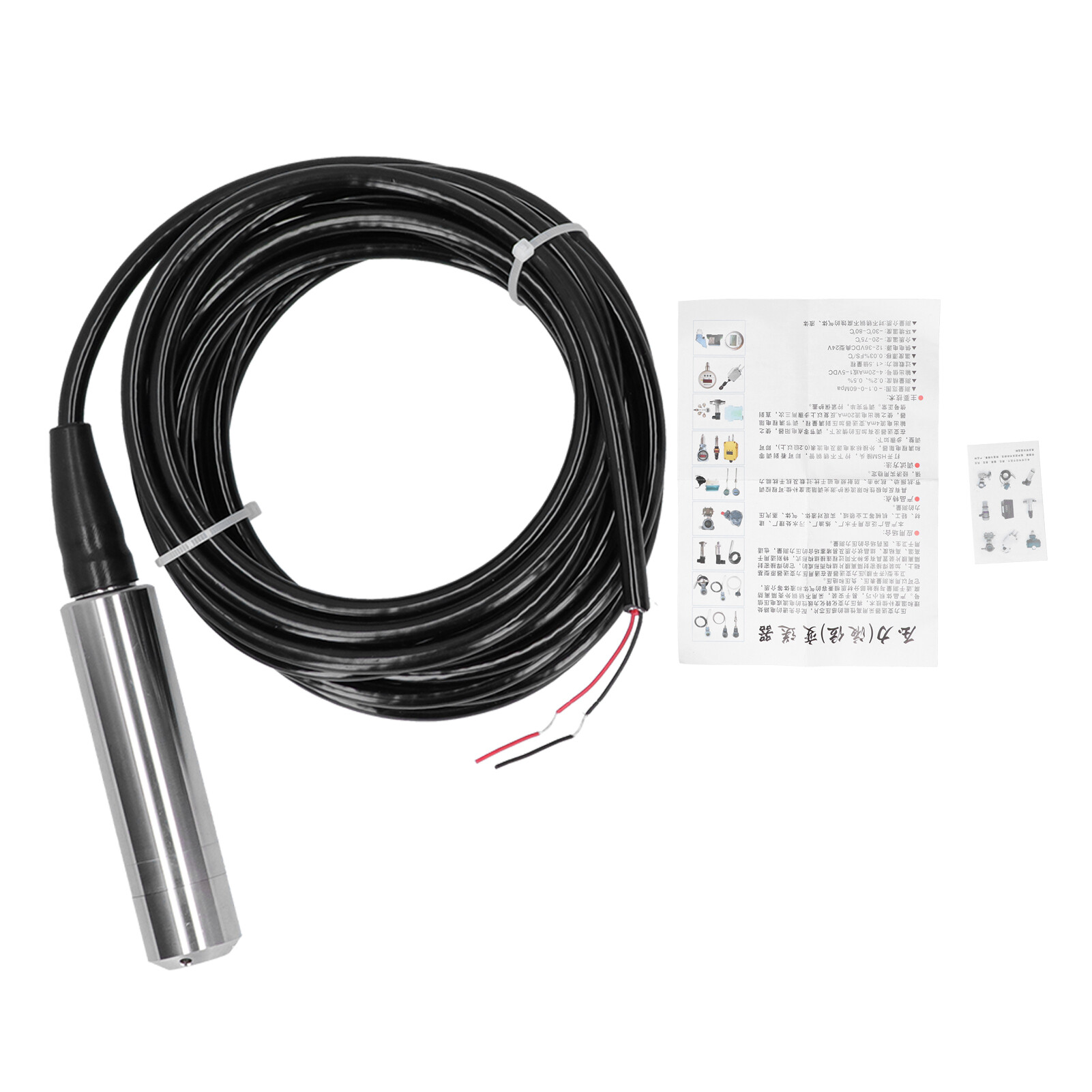 YB‑2J‑F Liquid Level Transmitter 5m Cable Water Level Sensor Detector 12‑32VDC 4‑20mA 0-4m