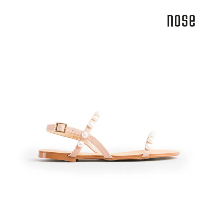 pearl embellished flat sandals