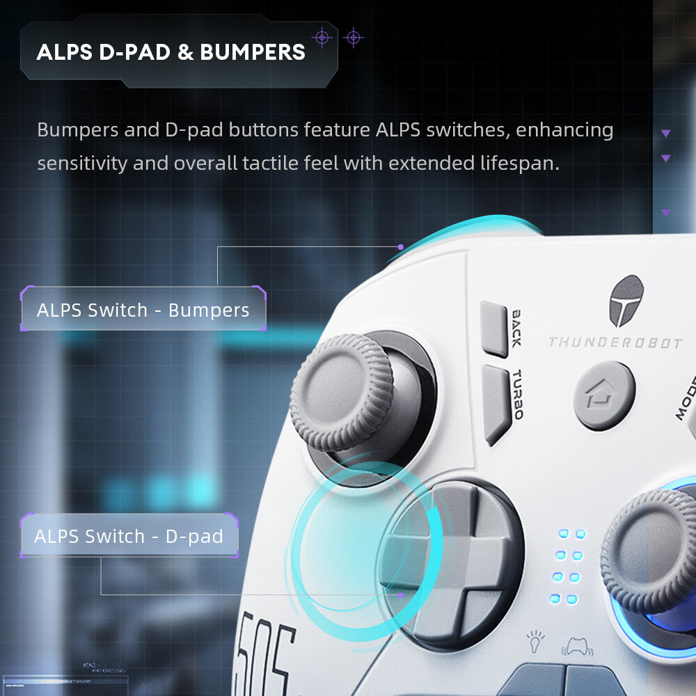Thunderobot g50s Tay cầm chơi game không dây điều khiển hiệu ứng hội trường kích hoạt có dây 2.4G bluetooth không dây kết nối ba chế độ cho chuyển đổi Windows PC máy tính bảng TV thông minh Hỗ trợ cho Black Myth: Wukong