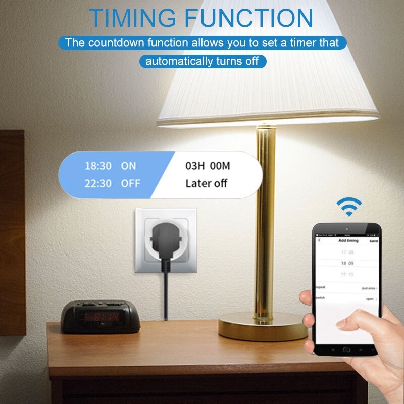 Ổ cắm điều khiển từ xa không dây ttmu, phích cắm Wifi Bluetooth, Phích cắm EU 20A, ổ cắm Bộ hẹn giờ thông minh, ổ cắm năng lượng thông minh máy tính, không thấm nước