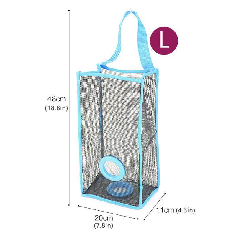 Kitchen Wall Mount Hanging Mesh Garbage Bag Organizer Dispenser Reusable Grocery Bags Holder Net Trash Bag Storage