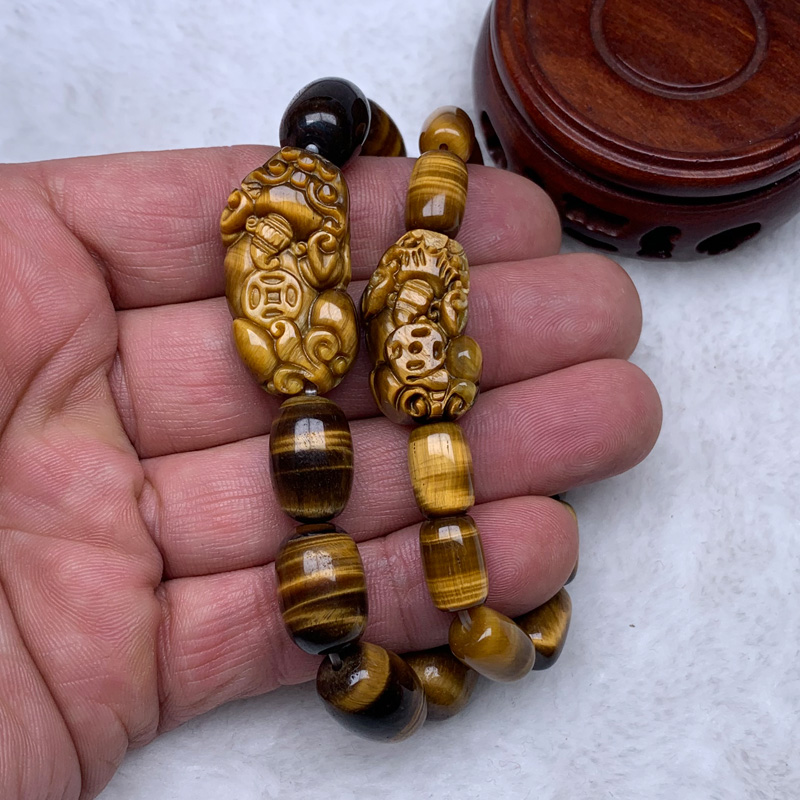 Natural gemstones tiger eye stone Pixiu bracelet cat eye stone bracelets ovals beads fashionable
