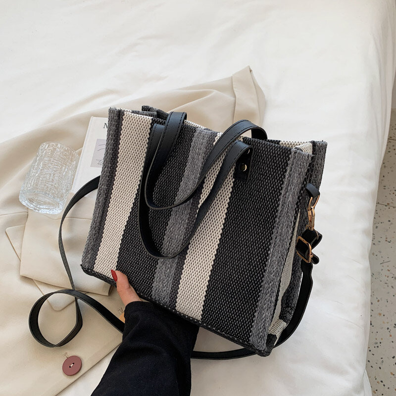 College Student Class Handheld Canvas Commuting One Shoulder Crossbody Large Capacity Notebook A4 Teacher Briefcase